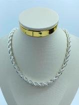 Colar Cordão Baiano Grosso 35cm + 5cm Extensora - Banho Prata 925 Semijoia