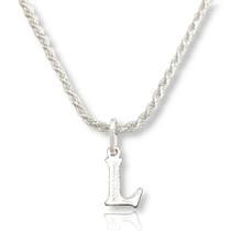 Colar Cordão Baiano Prata Maciça 925 C/ Pingente Letra M