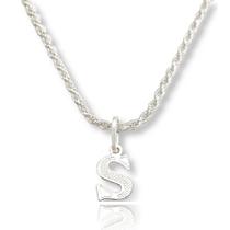 Colar Cordão Baiano Prata Maciça 925 C/ Pingente Letra M