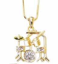 Colar Cordão Baterista Bateria Folheado 18k