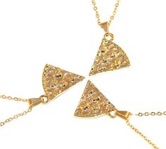 Colar Cordão Best Friends Amizade Pizza Folheado 3 Pçs