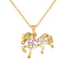 Colar Cordão Cavalo Strass Country Folheado Ouro 18k