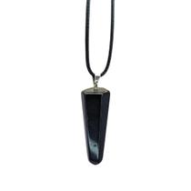 Colar Cordão com Pingente de Pedra Ponta Ônix Rolada Natural