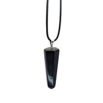 Colar Cordão Com Pingente De Pedra Ponta Ônix Rolada Natural