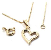 Colar Cordão Coração 45 Cm Banhado A Ouro 18k