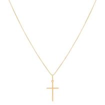 Colar Cordão Corrente 40cm Pingente Crucifixo Joia Ouro 18k 750