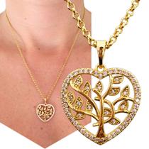 Colar Cordão Corrente Correntinha Gargantilha Feminina e Pingente Árvore da Vida Zircônia Banhado a Ouro 18k Colar Cordão Corrente Correntinha Gargantilha Feminina e Pingente Árvore da Vida Zircônia Banhado a Ouro 18k