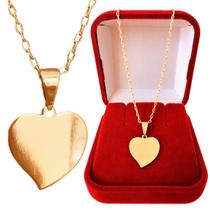 Colar Cordão Corrente Correntinha Gargantilha Feminina e Pingente Coração Banhado a Ouro 18k Colar Cordão Corrente Correntinha Gargantilha Feminina e Pingente Coração Banhado a Ouro 18k