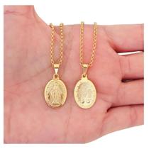 Colar Cordão Corrente Correntinha Gargantilha Feminina e Pingente Medalha Milagrosa Nossa Senhora das Graças Colar Cordão Corrente Correntinha Gargantilha Feminina e Pingente Medalha Milagrosa Nossa Senhora das Graças