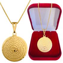 Colar Cordão Corrente Correntinha Gargantilha Feminina e Pingente Medalha Oração Pai Nosso Banhado a Ouro 18k Colar Cordão Corrente Correntinha Gargantilha Feminina e Pingente Medalha Oração Pai Nosso Banhado a Ouro 18k