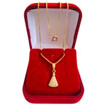 Colar Cordão Corrente Correntinha Gargantilha Feminina e Pingente Nossa Senhora Aparecida Pequena Banhado a Ouro 18k Colar Cordão Corrente Correntinha Gargantilha Feminina e Pingente Nossa Senhora Aparecida Pequena Banhado a Ouro 18k