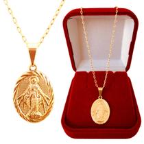 Colar Cordão Corrente Correntinha Gargantilha Feminina e Pingente Nossa Senhora das Graças Banhado a Ouro 18k Colar Cordão Corrente Correntinha Gargantilha Feminina e Pingente Nossa Senhora das Graças Banhado a Ouro 18k