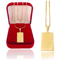 Colar Cordão Corrente Correntinha Gargantilha Feminina e Pingente O Senhor É O Meu Pastor Banhado a Ouro 18k