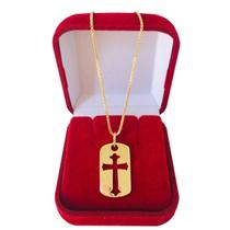Colar Cordão Corrente Correntinha Gargantilha Feminina Pingente Crucifixo Banhado a Ouro 18k