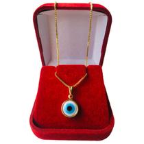 Colar Cordão Corrente Correntinha Gargantilha Feminina Pingente Olho Grego Proteção Banhado a Ouro 18k Colar Cordão Corrente Correntinha Gargantilha Feminina Pingente Olho Grego Proteção Banhado a Ouro 18k