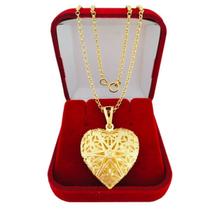 Colar Cordão Corrente Correntinha Gargantilha Feminina Relicário Coração Fotos Banhado a Ouro 18k Colar Cordão Corrente Correntinha Gargantilha Feminina Relicário Coração Fotos Banhado a Ouro 18k