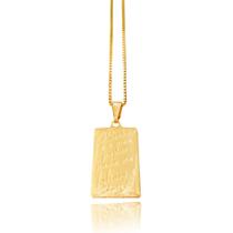 Colar Cordão Corrente Correntinha Masculino e Pingente O Senhor É O Meu Pastor Nada Me Faltará Banhado a Ouro 18k