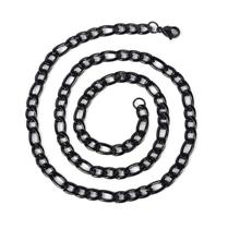 Colar Cordão Corrente Elo Fígaro Médio Preto Aço Inox 316l