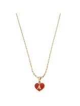 Colar Cordão Corrente Feminina Pingente Coração do Amor Letra Inicial A Banhado a Ouro 18k.