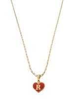 Colar Cordão Corrente Feminina Pingente Coração do Amor Letra Inicial R Banhado a Ouro 18k.