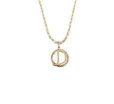 Colar Cordão Corrente Feminina Pingente Mandala Top Luxo letra inicial D brilhante Banhado em Ouro 18k.