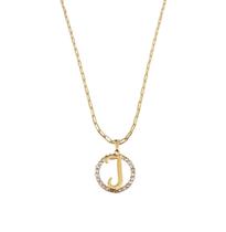 Colar Cordão Corrente Feminina Pingente Mandala Top Luxo letra inicial I brilhante Banhado em Ouro 18k.