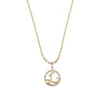 Colar Cordão Corrente Feminina Pingente Mandala Top Luxo letra inicial L brilhante Banhado em Ouro 18k.