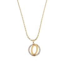 Colar Cordão Corrente Feminina Pingente Mandala Top Luxo letra inicial O brilhante Banhado em Ouro 18k.