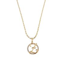 Colar Cordão Corrente Feminina Pingente Mandala Top Luxo letra inicial Z brilhante Banhado em Ouro 18k.