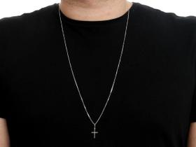 Colar Cordao Corrente Masculina Prata 925 Cruz Crucifixo