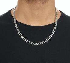 Colar Cordão Corrente Masculino Prata 3x1 Grossa 50cm Barata