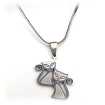 Colar Cordão Corrente Pingente 2 gatinhas Aço inox