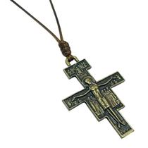 Colar Cordão Crucifixo São Damião Metal Dourado Colar Cordão Crucifixo São Damião Metal Dourado