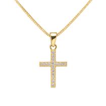 Colar Cordao Cruz com Pedras Folheada Ouro 18k Colar Cordao Cruz com Pedras Folheada Ouro 18k