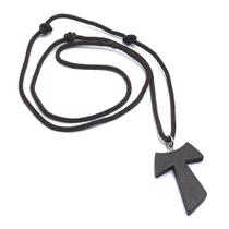 Colar Cordão Cruz Tau Franciscano Madeira Colar Cordão Cruz Tau Franciscano Madeira