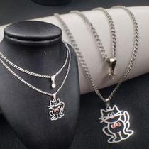 Colar Cordão Duplo Feminino em Aço Inoxidável Prateado Choker com 2 Pingentes Colar Cordão Duplo Feminino em Aço Inoxidável Prateado Choker com 2 Pingentes