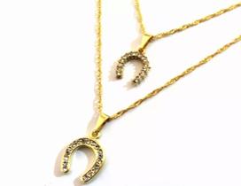 Colar Cordão Duplo Ferradura Country Folheado Colar Cordão Duplo Ferradura Country Folheado