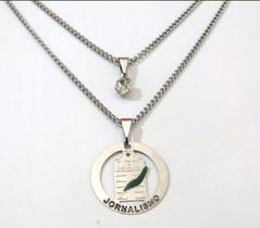 Colar Cordão Duplo Jornalismo Jornal Aço Inox Colar Cordão Duplo Jornalismo Jornal Aço Inox