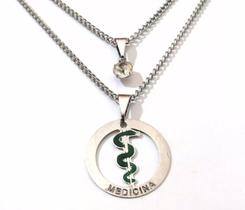Colar Cordão Duplo Medicina Médica Aço Inox Colar Cordão Duplo Medicina Médica Aço Inox