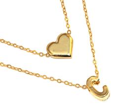 Colar Cordão Duplo Minha Inicial C Coração Folheado 18k