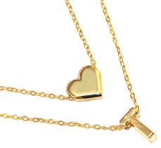 Colar Cordão Duplo Minha Inicial T Lembrancinha Folheado