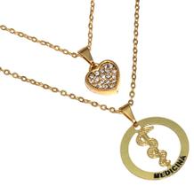 Colar Cordão Duplo Minha Profissão Medicina Medica Folheado