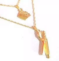 Colar Cordão Duplo Pente Chapinha Folheado 18k Colar Cordão Duplo Pente Chapinha Folheado 18k