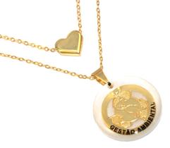 Colar Cordão Duplo Profissão Gestão Ambiental Folheado 18k