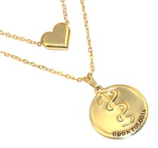 Colar Cordão Duplo Profissão Odontologia Dentista Folheado