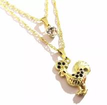 Colar Cordão Duplo Publicidade Galo Folheado 18k