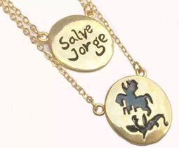 Colar Cordão Duplo Salve Jorge Folheado Ouro 18k