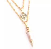 Colar Cordão Duplo Seringa Enfermagem Folheado