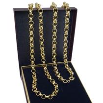 Colar Cordão Elos Portugueses 7mm 50cm Banho De Ouro 18k 4756