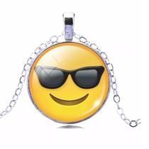 Colar Cordão Emojis Tranquilo De Boa Folheado Níquel